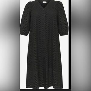 Kaffe Curve Masia Black Eyelet Midi Dress | Plus Size Chic LBD